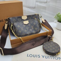 AA-016 Multi Pochette Accessoires brown 麻将三件套 棕色带 25*15*6