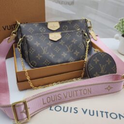 AA-018 Multi Pochette Accessoires Pink 麻将三件套 粉色带  25*15*6