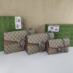 AA-081 GUCCI老花/荔枝纹酒神 棕色小号  16.5*10.5*5.5